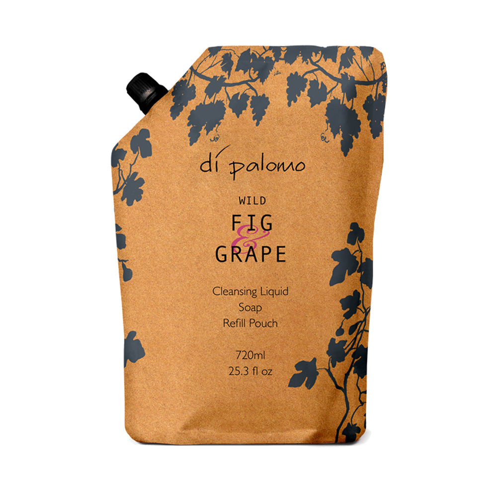 A Refillable Pouch for our luxurious, antibacterial hand wash, containing Wild Fig and Grape fragrance to cleanse and refresh your hands. 